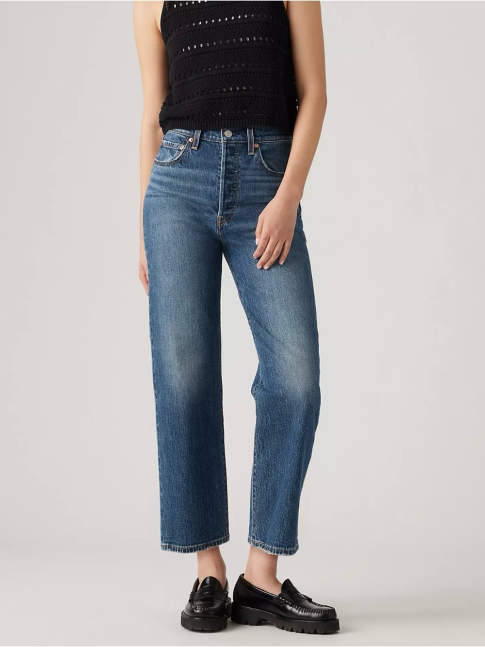 Levi’s Ribcage Straight Ankle Women's dark wash blue Jeans button fly size 27